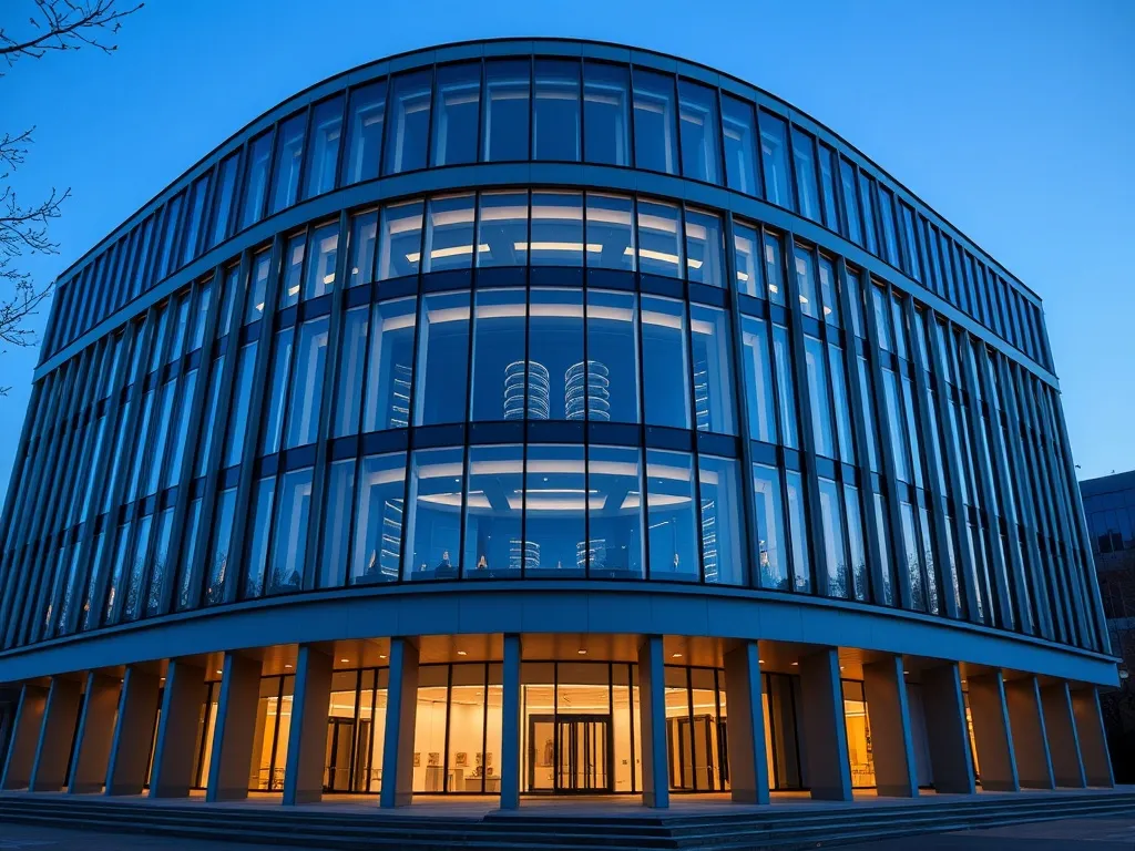 A professional, high-contrast architectural photo of a moder